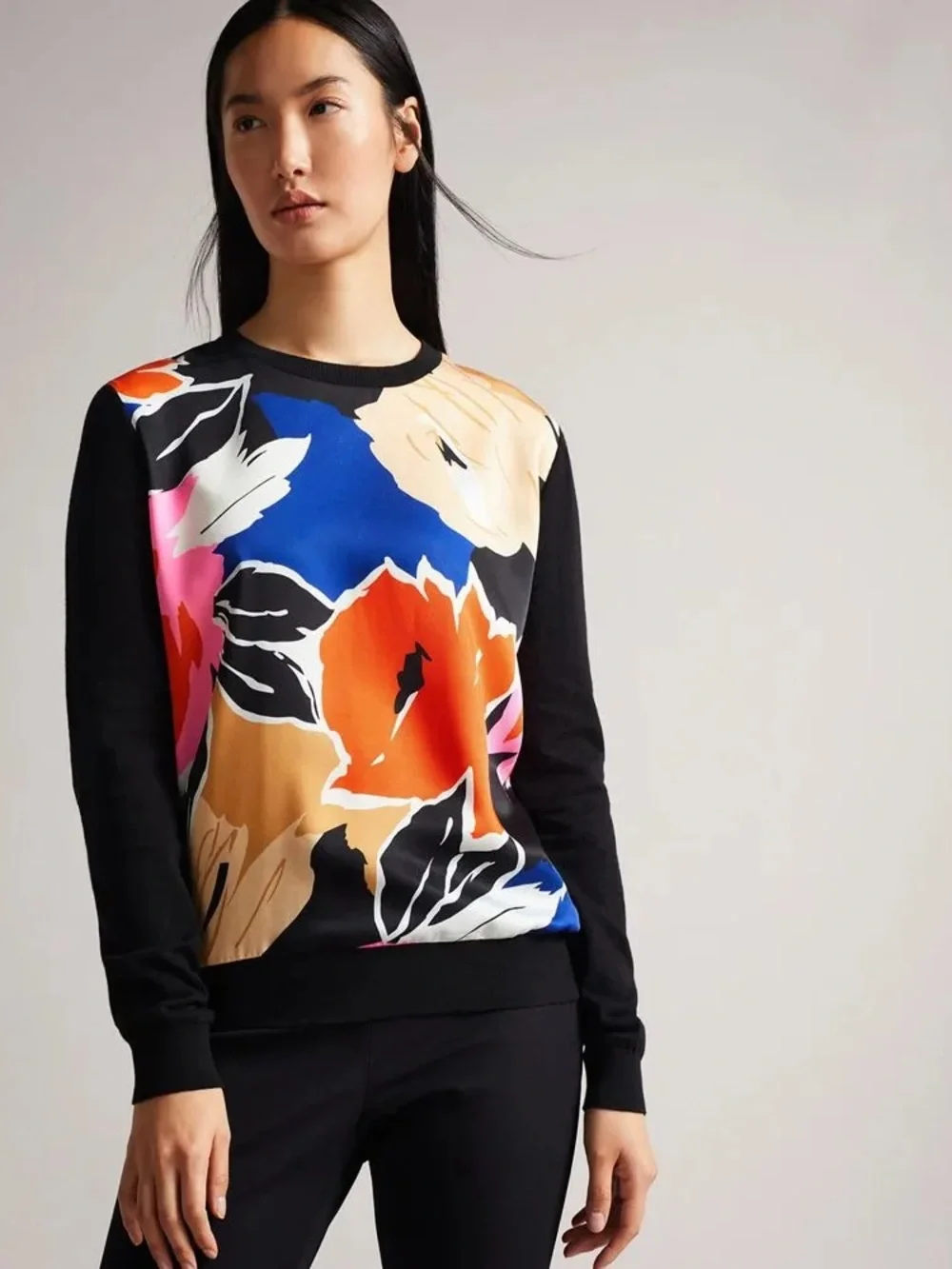 TED BAKER LONDON PAYZLEE WOVEN COLORFUL FRONT SWEATER TOP SZ 4 / US SZ 10 - Picture 1 of 12